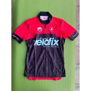 Castelli cycling full zip jersey velofix scorpion red youth boys size small